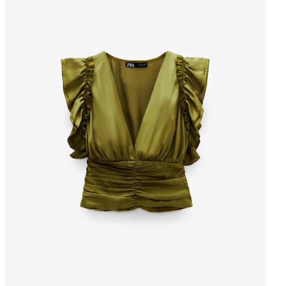 Zara Cropped Ruffle Top